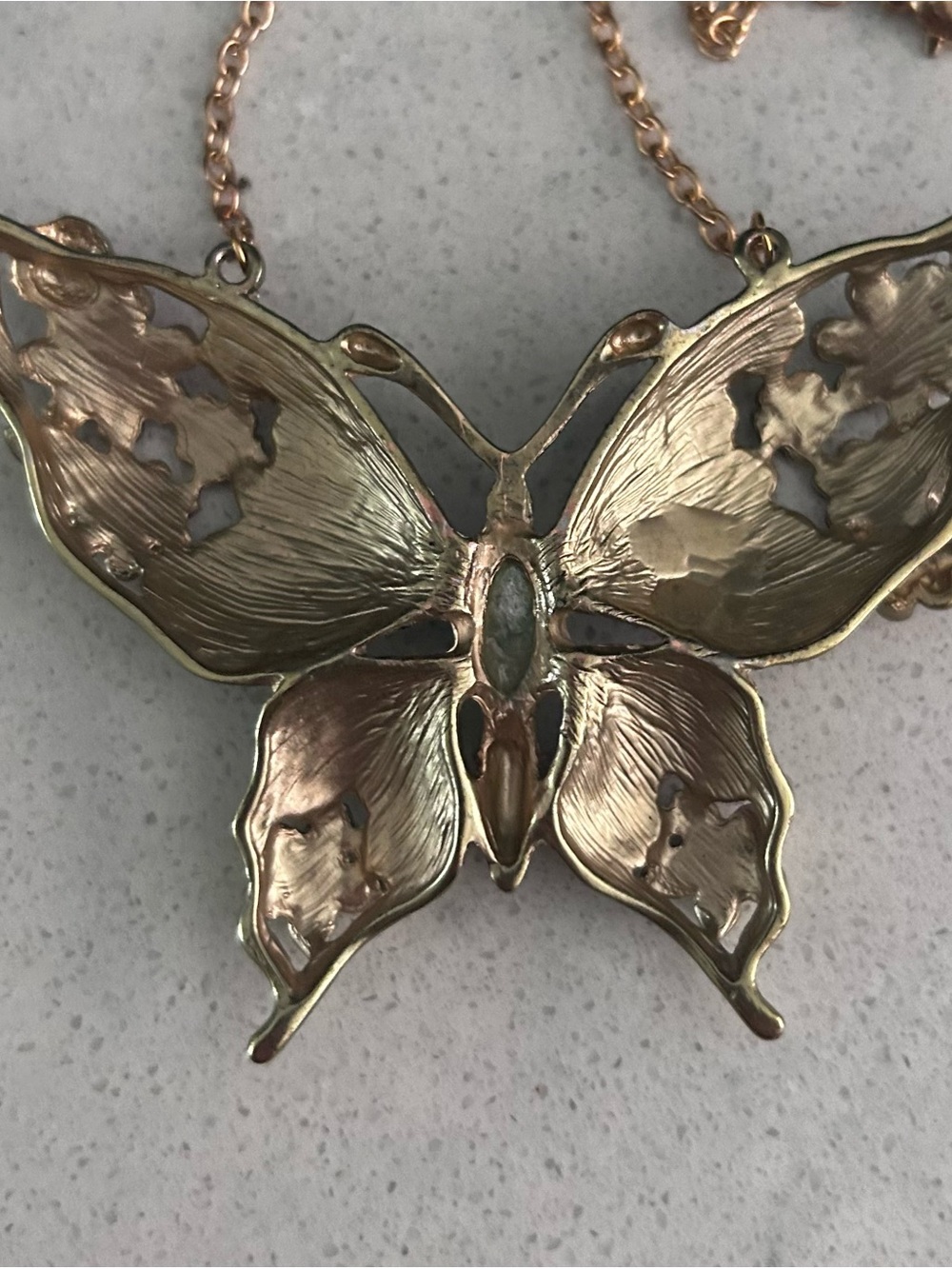 Betsey Johnson Butterfly Pendant Necklace 24" Gold-tone Enameled Hand-Painted - Picture 6 of 8